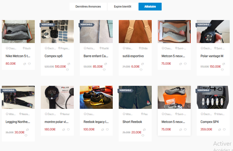 vente particulier matériel crossfit